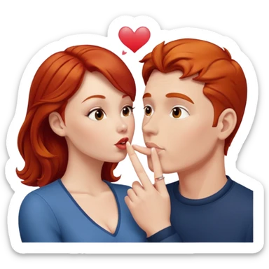 couple consisting of white man and redhead woman blowing eachother a kiss  sticker