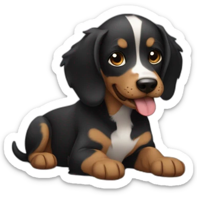 cachorro salsicha preto com bolinha sticker