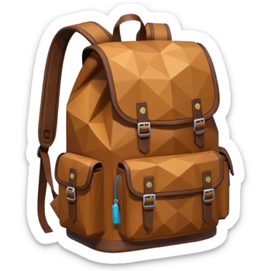 backpack brown emoji low poly  sticker