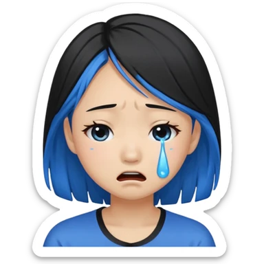 Asian girl crying more like this 😭 make the tears blue make the hair black all of the hair black sticker
