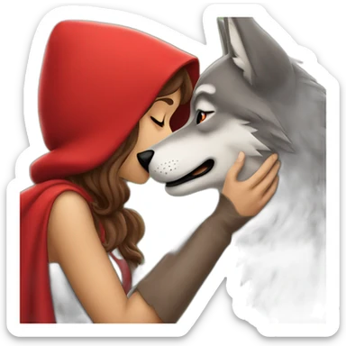 little red riding hood kissing wolf sticker