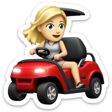Blonde white girl driving ww golf car in red color sticker