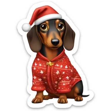 wiener dog in Christmas pajamas sticker