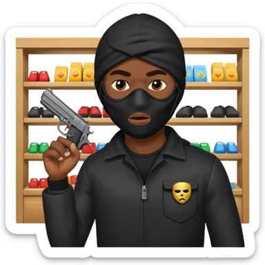 Make a black guy robbing store with pistol sticker