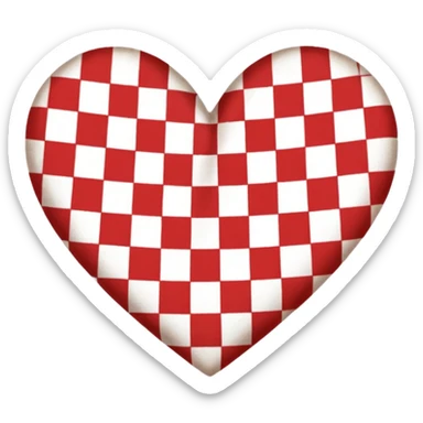 red and white gingham heart vintage  sticker