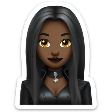 gothic vampire catwomen with long hair  at leather coat  sticker