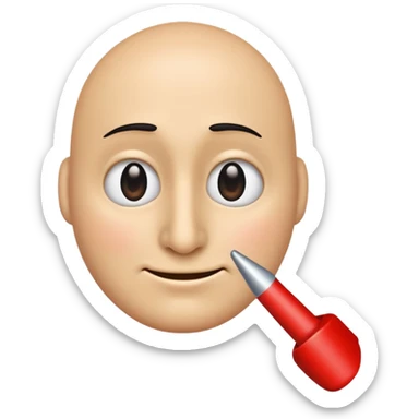 A classic emoji nose, no face, with a pointer finger touching the tip of it sticker