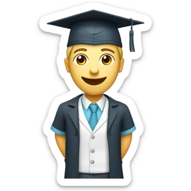 Generate a white medical university student in a square academic hat sticker