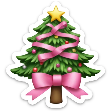 Christmas tree with pink ribboms sticker