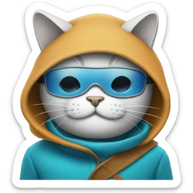 Cat with a ski mask sticker