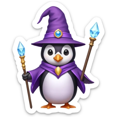 Purple wizard penguin sticker