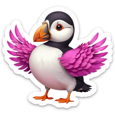 pink puffin wind gust sticker