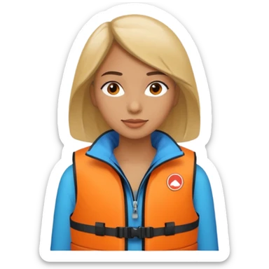 female wearing life jacket sticker