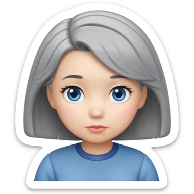female tsum tsum character with blue eyes and grey 1940s styled bob hair sticker