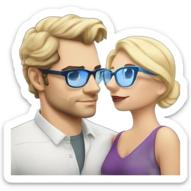 Henry Cavill kissing blond woman with glasses, with blue eyes with very very short hair sticker