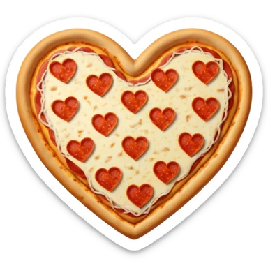heart made of pizza sticker