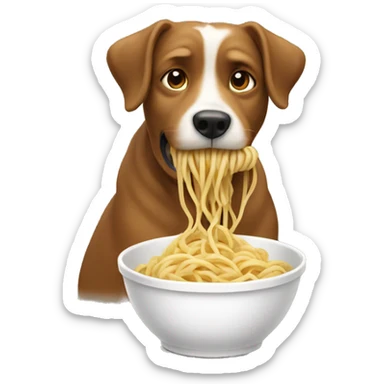 Dog eat noodle sticker