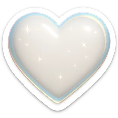 Remove the background, keep the photorealistic white heart with sparkles and iridescent outline, soft lighting, make background transparent. Maintain photorealistic style with sparkles, iridescent outline, and soft lighting on the white heart. sticker