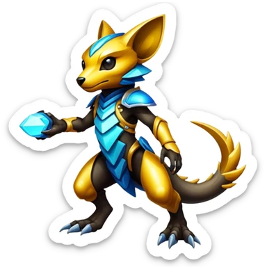 Shiny Epic Edgy Cool Colorful Vibrant Modern Vernid-Protogen-creature-animal, full body sticker