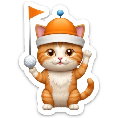 cat putting a golf ball, birthday hat on head sticker