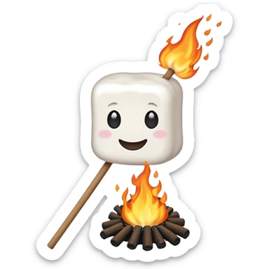 melting Marshmallow on stick at the fire sticker