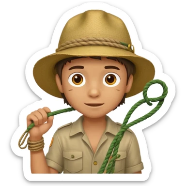 Boy + holding rope,Jungle Explorers. sticker
