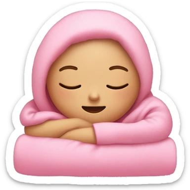 Girl sleeping my with pink blanket  sticker