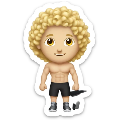 White blond curly man at gym sticker