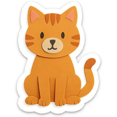 cat sitting with simple background in paper-craft style sticker