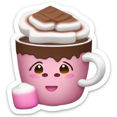 hot chocolate with pink marshmallow sticker