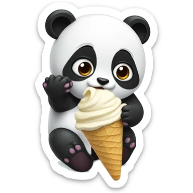 Panda eating ice cream sticker