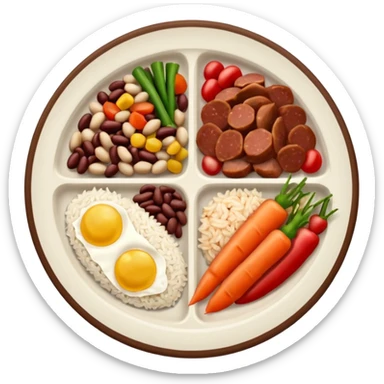 prato de comida dividido com legumes carne arroz e feijão sticker