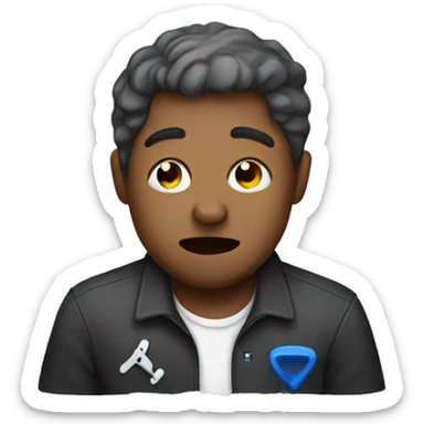 Man crying holding a PlayStation controller sticker