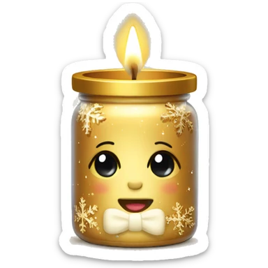 Cute golden xmas candle jar sticker