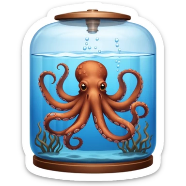 octopus swimming in water tank sticker