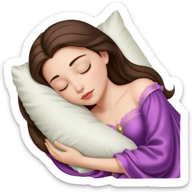 sleeping beauty brunette white girl with a silk pillow sticker