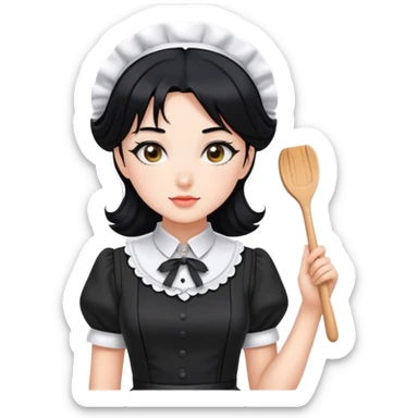 Girl without clothes with black hair sexy maid sticker