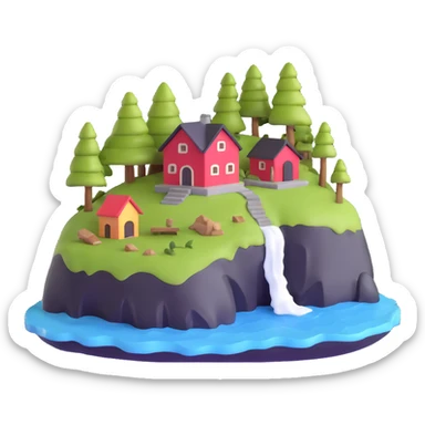 miniature island with little house sticker