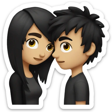 Black haired emo couple kissing  sticker