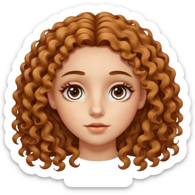girl with wavy curly hair, almond shaped eyes, birthmark near her eye sticker