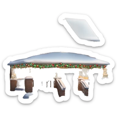 A house decorated for Christmas with snow sticker