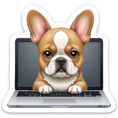 Fawn French bulldog Behind laptop sticker