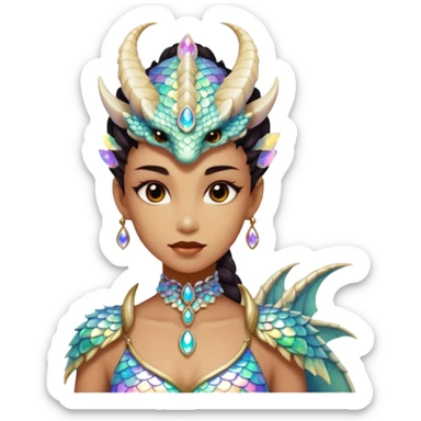 Am amazing blend of a half dragon woman with glittering jeweled scales sticker