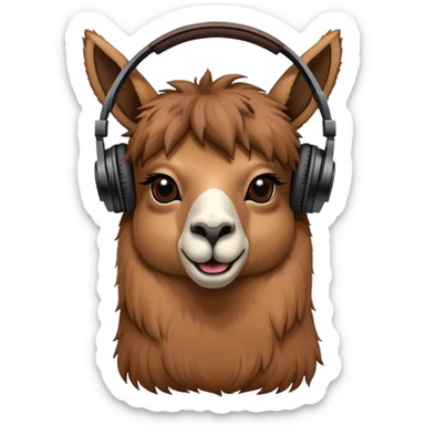 a profile of a llama listen to music with headphones  sticker