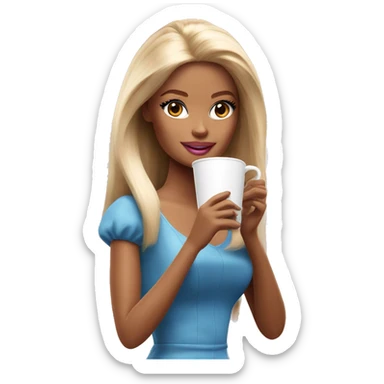 Barbie girl drinking coffee  sticker