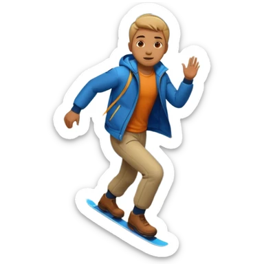 a man sliding down from the mountain which in circle shape sticker