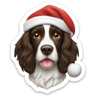 Springer spaniel with Santa hat sticker