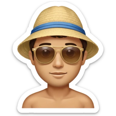 Brunette male at the beach in Vietnam sticker