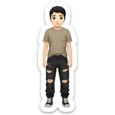 black baggy men Denim Jeans sticker