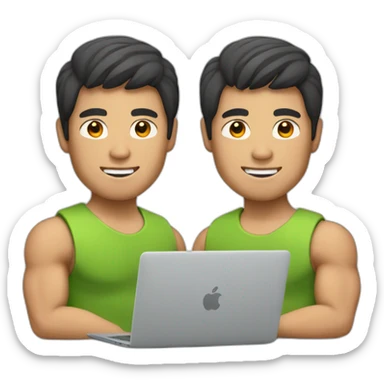 asian-man-muscle-with-brown-hair-working-with-macbook sticker
